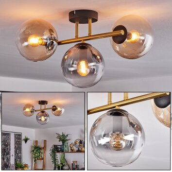 Gastor Taklampa, kullampa 42 cm Guld, Svart, 3-ljuskällor
