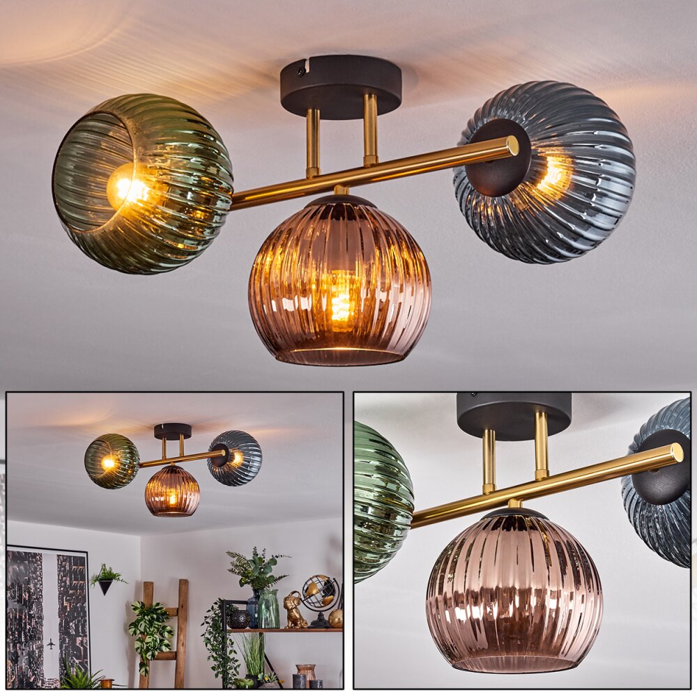 Koyoto Taklampa, kullampa 30 cm Guld, Svart, 3-ljuskällor main product photo