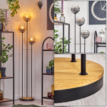 Koyoto Golvlampa 30 cm Trä mörkt, Svart, 3-ljuskällor Koyoto Golvlampa 30 cm Trä mörkt, Svart, 3-ljuskällor