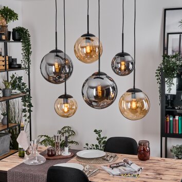 Gastor Pendellampa, kullampa, Pendelbelysning Amber, Rökfärger, 6-ljuskällor