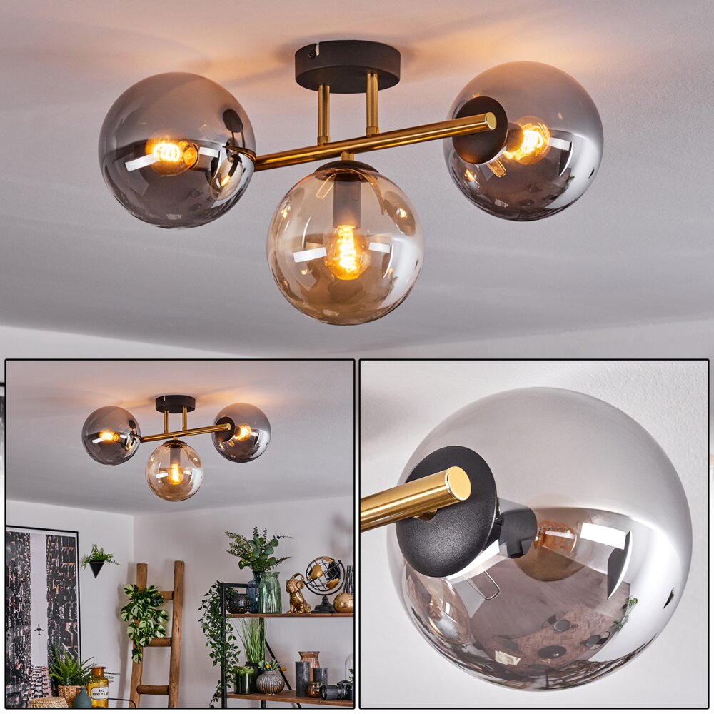 Gastor Taklampa, kullampa 42 cm Guld, Svart, 3-ljuskällor main product photo