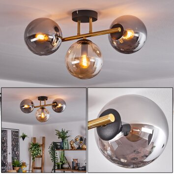 Gastor Taklampa, kullampa 42 cm Guld, Svart, 3-ljuskällor