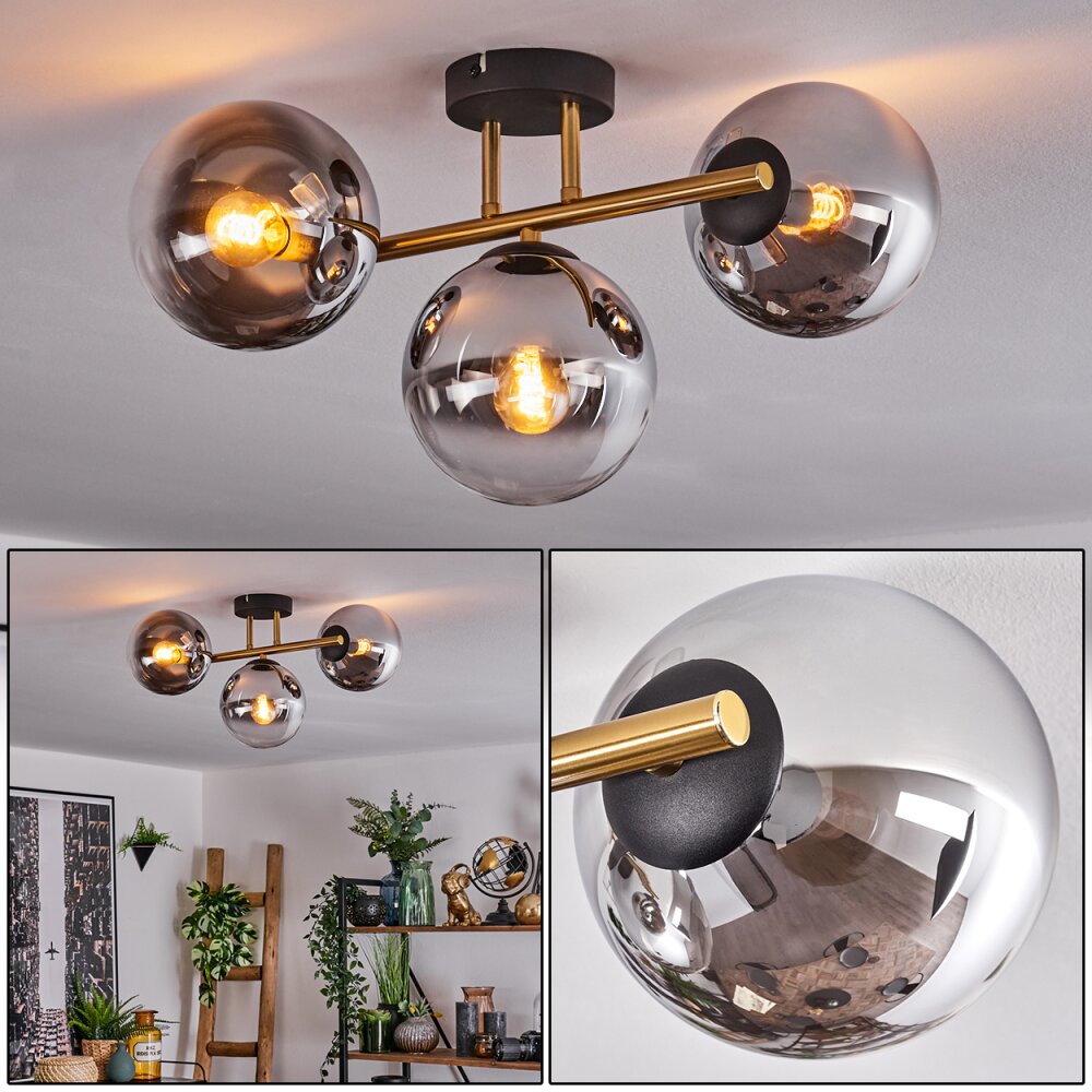 Gastor Taklampa, kullampa 42 cm Guld, Svart, 3-ljuskällor main product photo