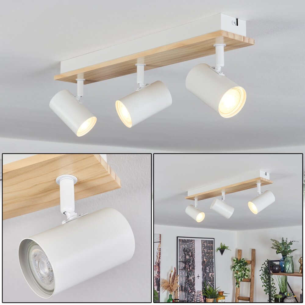 Gesteira Taklampa, Takstrålkastare Trä ljus, Vit, 3-ljuskällor main product photo