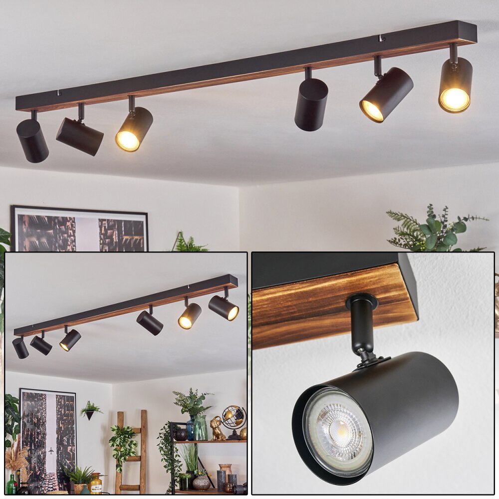 Gesteira Taklampa, Takstrålkastare Trä mörkt, Svart, 6-ljuskällor main product photo