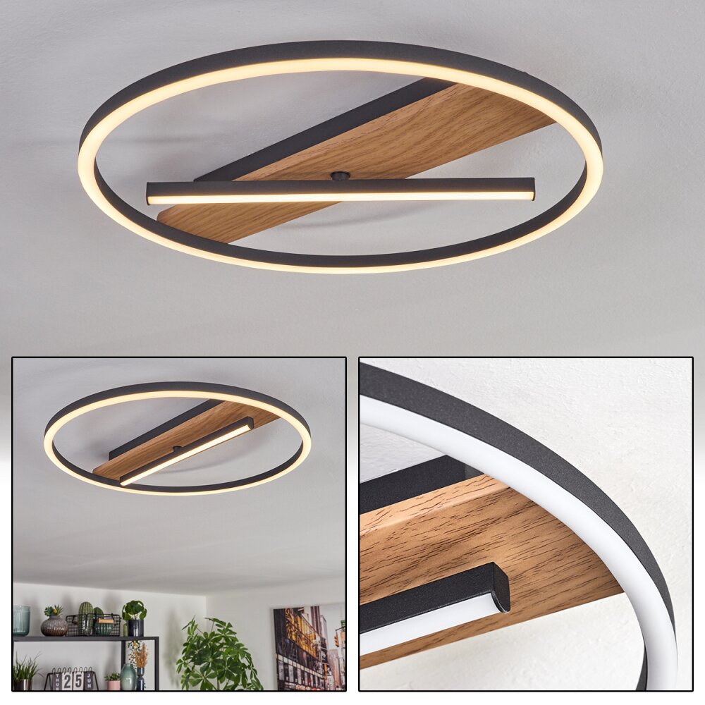 Hadel Taklampa LED träoptik, Svart, 1-ljuskällor main product photo