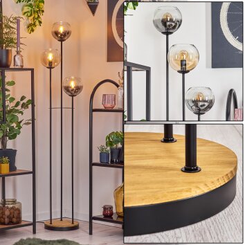 Koyoto Golvlampa 30 cm Trä mörkt, Svart, 3-ljuskällor Koyoto Golvlampa 30 cm Trä mörkt, Svart, 3-ljuskällor