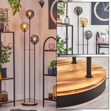 Gastor Golvlampa 25 cm Trä ljus, Svart, 3-ljuskällor Gastor Golvlampa 25 cm Trä ljus, Svart, 3-ljuskällor