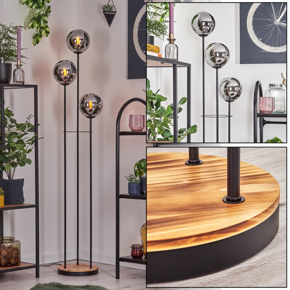 Gastor Golvlampa 25 cm Trä ljus, Svart, 3-ljuskällor main product photo
