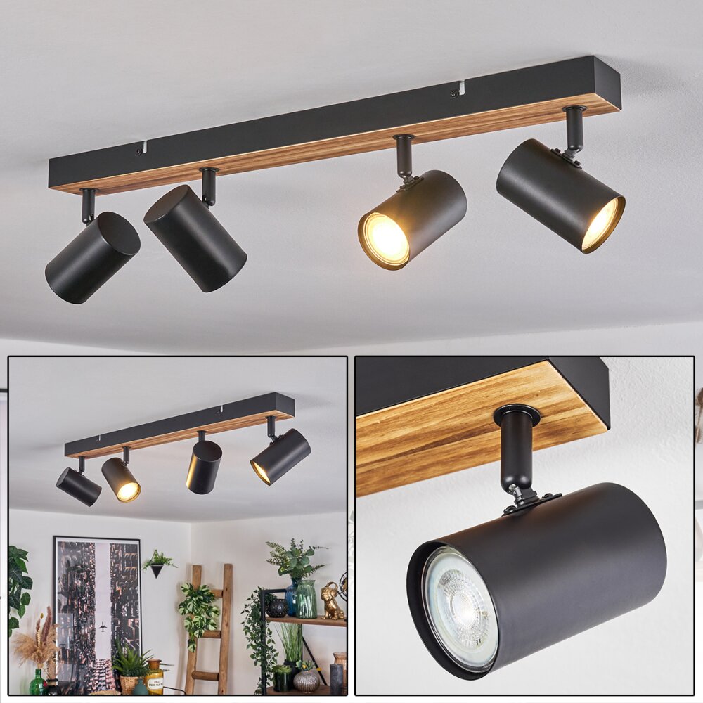 Gesteira Taklampa, Takstrålkastare Trä mörkt, Svart, 4-ljuskällor main product photo