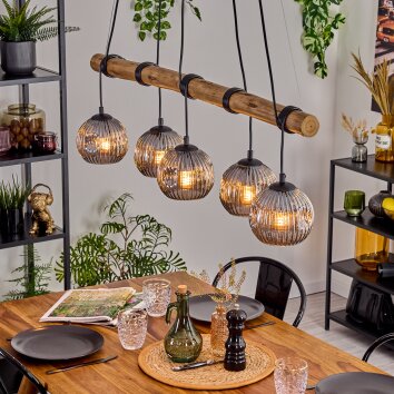 Ripoll Pendellampa, kullampa, Pendelbelysning Naturfärger, Svart, 5-ljuskällor