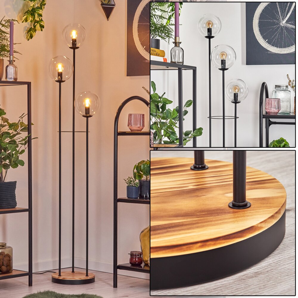 Gastor Golvlampa 30 cm Trä ljus, Svart, 3-ljuskällor main product photo