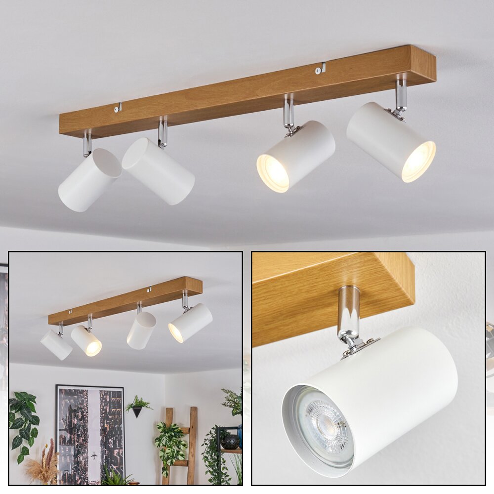 Gesteira Taklampa, Takstrålkastare Krom, träoptik, 4-ljuskällor main product photo
