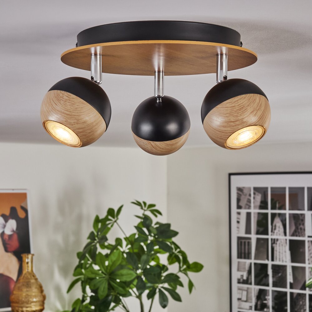 Haldor Taklampa, Takstrålkastare Brun, Krom, Svart, 3-ljuskällor main product photo