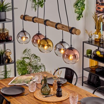 Koyoto Pendellampa, kullampa, Pendelbelysning Naturfärger, Svart, 5-ljuskällor