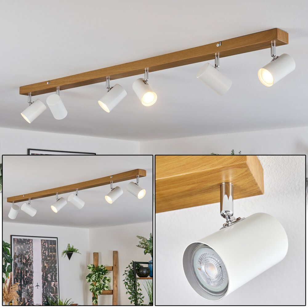 Gesteira Taklampa, Takstrålkastare Krom, träoptik, 6-ljuskällor main product photo