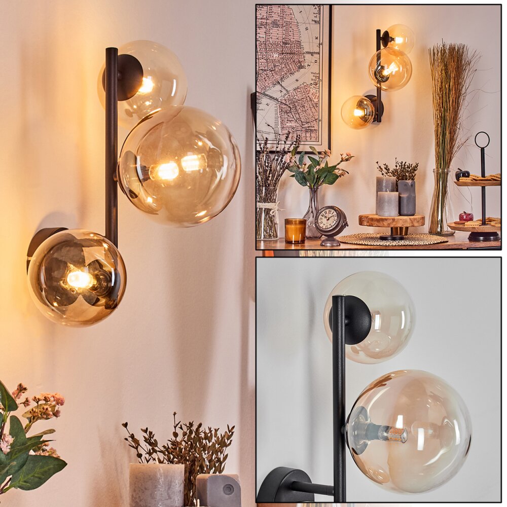 Chehalis kullampa, Vägglampa 23 cm Amber, Klart, 3-ljuskällor main product photo