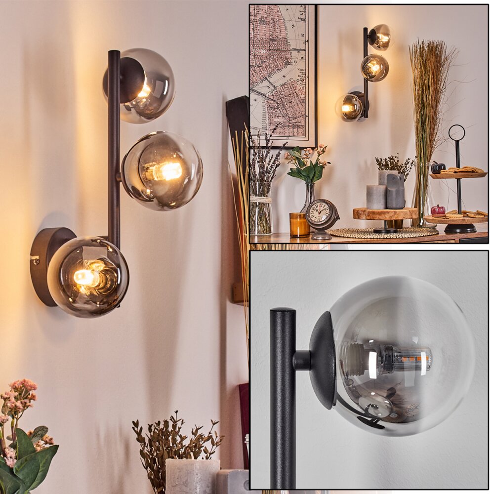 Chehalis kullampa, Vägglampa 23 cm Krom, Klart, Rökfärger, 3-ljuskällor main product photo