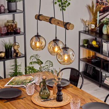 Ripoll Pendellampa, kullampa, Pendelbelysning Naturfärger, Svart, 3-ljuskällor