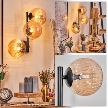 Chehalis kullampa, Vägglampa Amber, 3-ljuskällor Chehalis kullampa, Vägglampa Amber, 3-ljuskällor