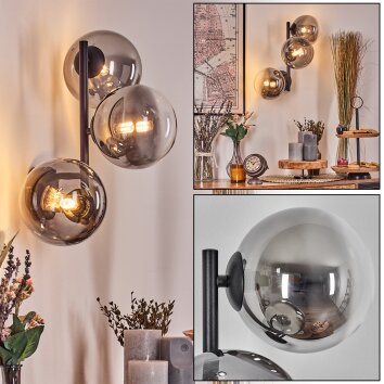 Chehalis kullampa, Vägglampa 33 cm Krom, Klart, Rökfärger, 3-ljuskällor