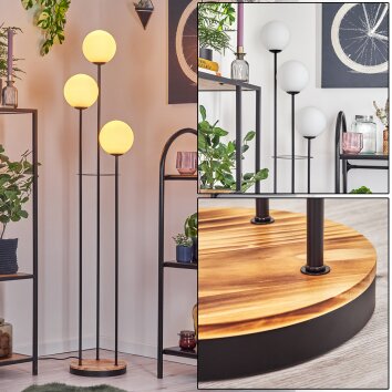 Gastor Golvlampa 30 cm Trä ljus, Svart, 3-ljuskällor Gastor Golvlampa 30 cm Trä ljus, Svart, 3-ljuskällor