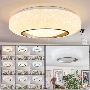 Dayen Taklampa LED Silver, Vit, 1-ljuskällor, Fjärrkontroll