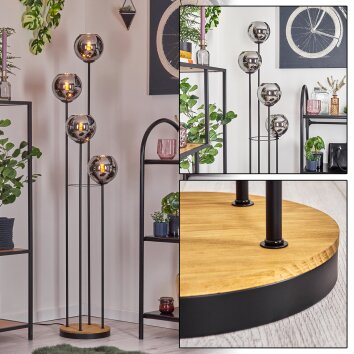 Koyoto Golvlampa 30 cm Trä mörkt, Svart, 4-ljuskällor Koyoto Golvlampa 30 cm Trä mörkt, Svart, 4-ljuskällor