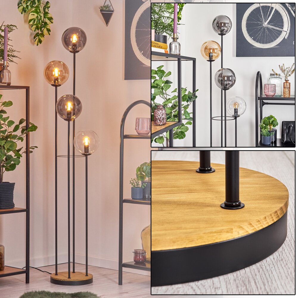 Gastor Golvlampa 30 cm Trä mörkt, Svart, 4-ljuskällor main product photo