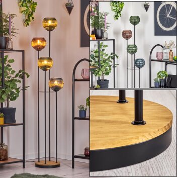 Koyoto Golvlampa Trä mörkt, Svart, 4-ljuskällor Koyoto Golvlampa Trä mörkt, Svart, 4-ljuskällor