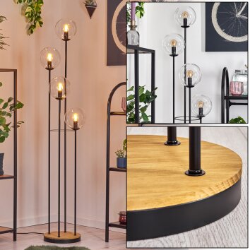 Gastor Golvlampa 30 cm Trä mörkt, Svart, 4-ljuskällor
