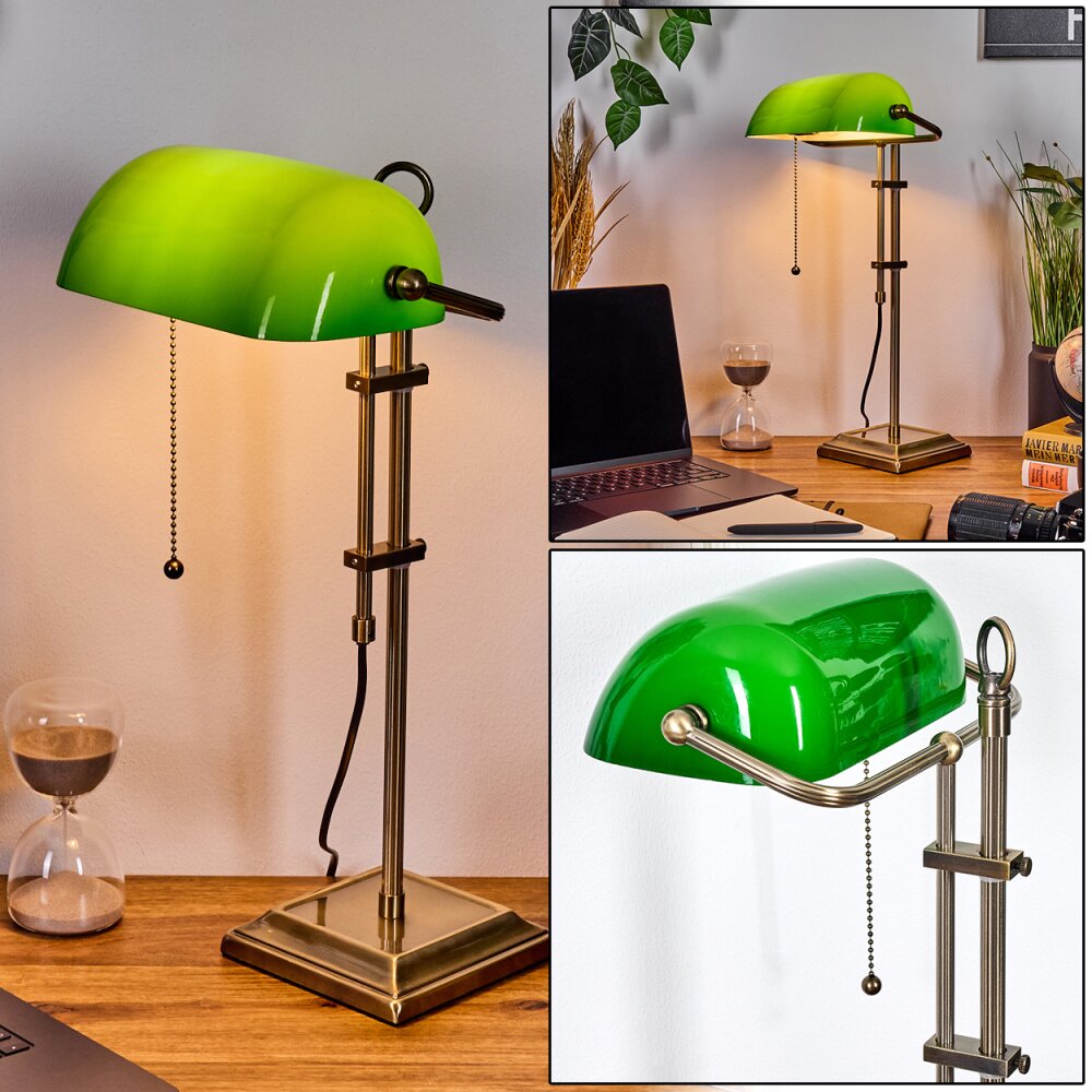Ragaz bankirlampa, Skrivbordslampa, Bordslampa Antikmässing, 1-ljuskällor main product photo
