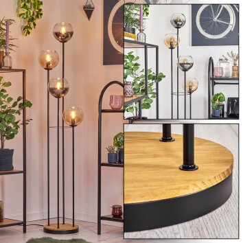 Koyoto Golvlampa 30 cm Trä mörkt, Svart, 4-ljuskällor Koyoto Golvlampa 30 cm Trä mörkt, Svart, 4-ljuskällor