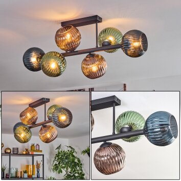 Koyoto Taklampa, kullampa Blå, Grön, Kopparfärg, 6-ljuskällor