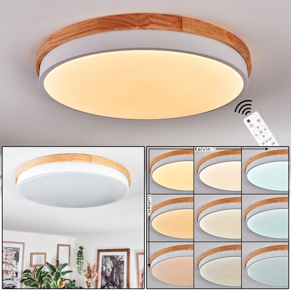 Hiral Taklampa, Panel LED Naturfärger, Vit, 1-ljuskällor, Fjärrkontroll main product photo