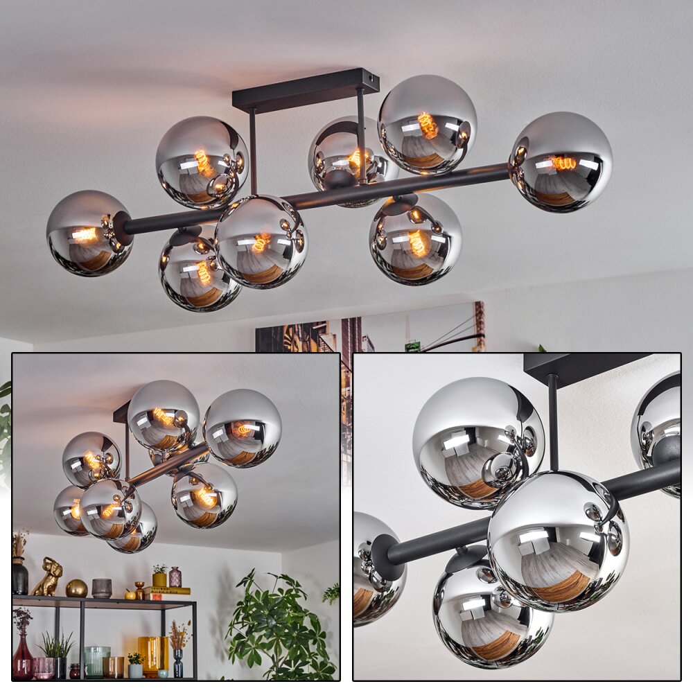 Gastor Taklampa, kullampa Krom, Rökfärger, 8-ljuskällor main product photo