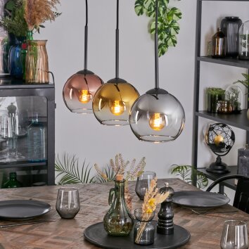 Koyoto Pendellampa, kullampa, Pendelbelysning Krom, Guld, Klart, Kopparfärg, Rökfärger, 3-ljuskällor