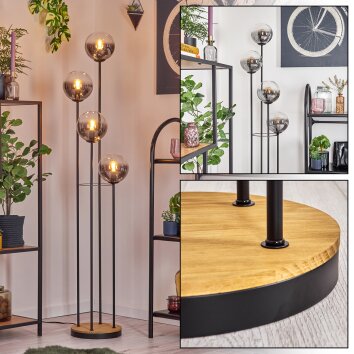 Gastor Golvlampa 30 cm Trä mörkt, Svart, 4-ljuskällor