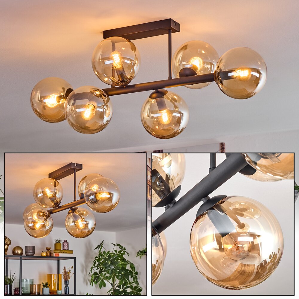 Gastor Taklampa, kullampa Amber, 6-ljuskällor main product photo