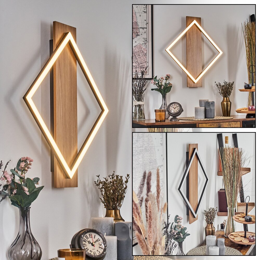 Cabanas Vägglampa LED träoptik, Svart, 1-ljuskällor main product photo