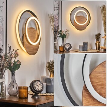 Rapoila Vägglampa LED träoptik, Svart, 1-ljuskällor