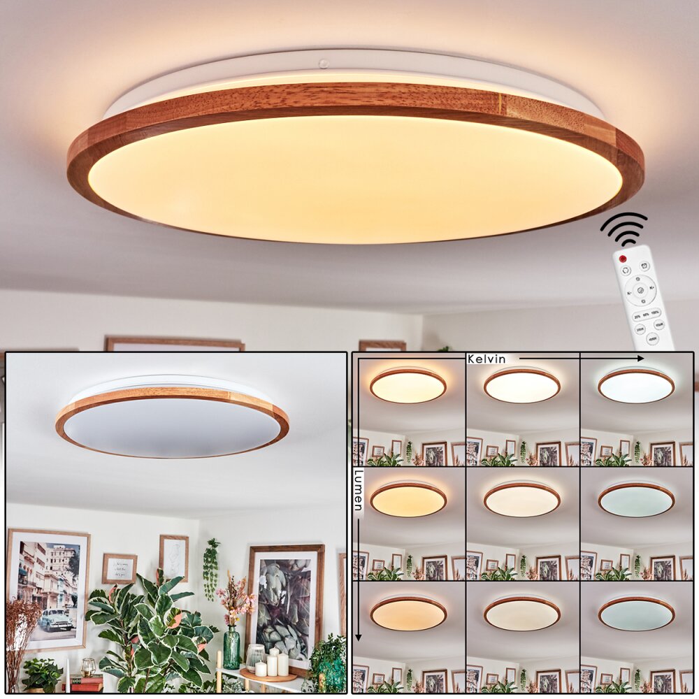 Nogueira Taklampa, Panel LED Naturfärger, Vit, 1-ljuskällor, Fjärrkontroll main product photo