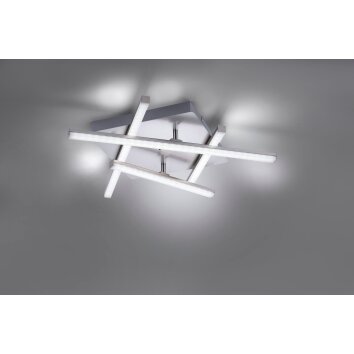 Leuchten Direkt LOLA-SIMON Taklampa LED Rostfritt stål, 2-ljuskällor, Fjärrkontroll, Färgväxlare