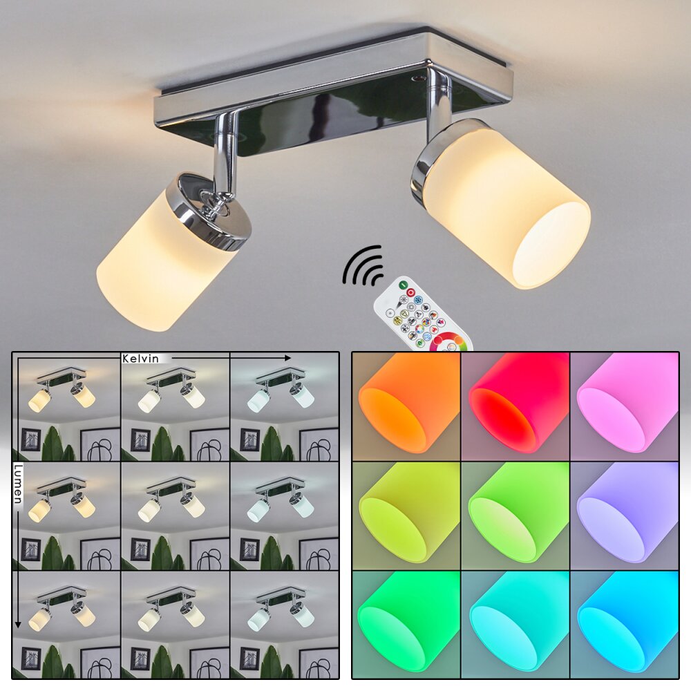Cerejeiras Taklampa, Takstrålkastare LED Krom, 2-ljuskällor, Fjärrkontroll, Färgväxlare main product photo