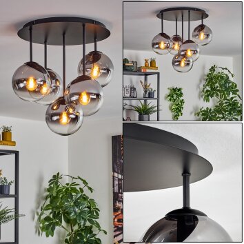 Gastor Taklampa, kullampa 45 cm Krom, Klart, Rökfärger, 5-ljuskällor