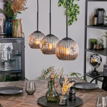 Ripoll Pendellampa, kullampa, Pendelbelysning Krom, Rökfärger, 3-ljuskällor