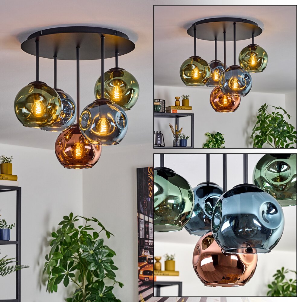 Ripoll Taklampa, kullampa Blå, Grön, Kopparfärg, 5-ljuskällor main product photo
