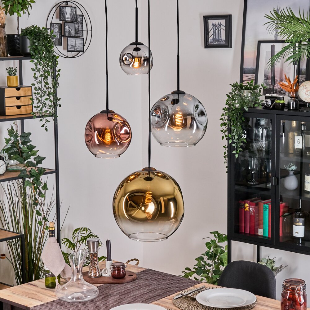 Ripoll Pendellampa, kullampa, Pendellampa Cluster Krom, Guld, Klart, Kopparfärg, Rökfärger, 4-ljuskällor main product photo