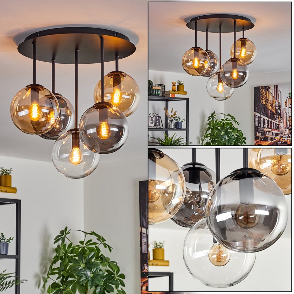 Gastor Taklampa, kullampa 45 cm Amber, Klart, Rökfärger, 5-ljuskällor main product photo