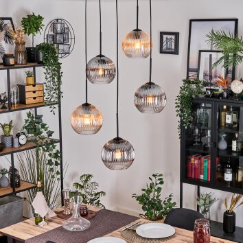 Koyoto Pendellampa, kullampa, Pendellampa Cluster Amber, Klart, Rökfärger, 5-ljuskällor